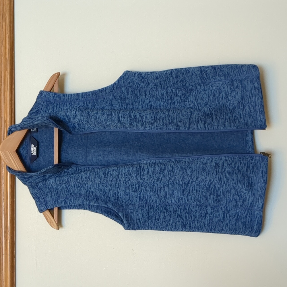 Lands' End M Vest Women's Full Zip Space Dye Blue Medium 10 12 Fleece Outdoor 🌲